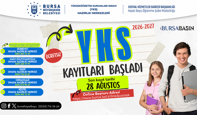 Bursa’da Ücretsiz YKS Kursu Kayıtları Başladı
