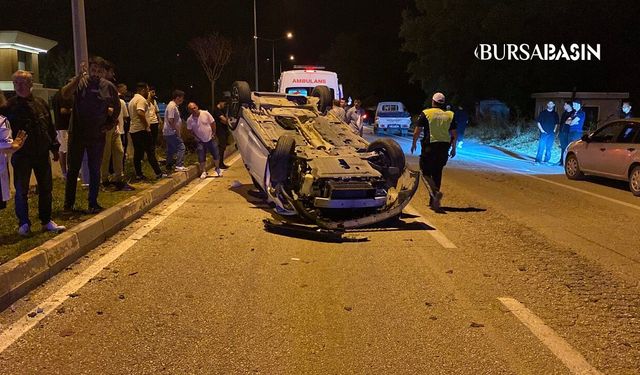 İnegöl’de otomobil takla attı: 2 yaralı