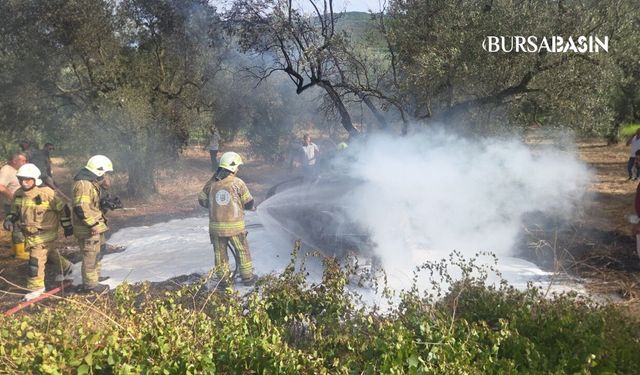 Orhangazi’de feci kaza: Otomobil alev aldı