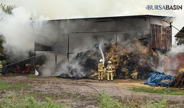 Mustafakemalpaşa’da Çiftlik Yangını: 5 Bin Balya Saman Kül Oldu