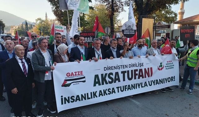 Bursa’da Filistin’e destek yürüyüşünde dayanışma mesajı