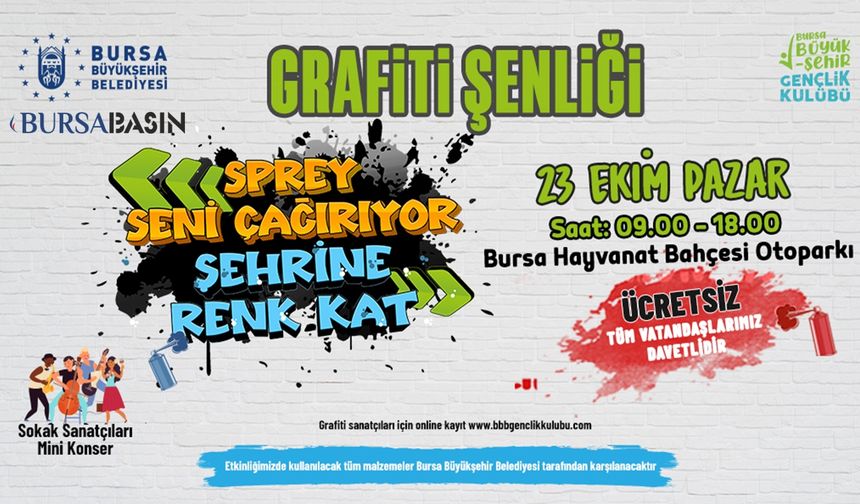 Bursa Büyükşehir Belediyesi Grafiti Şenliği organize ediyor