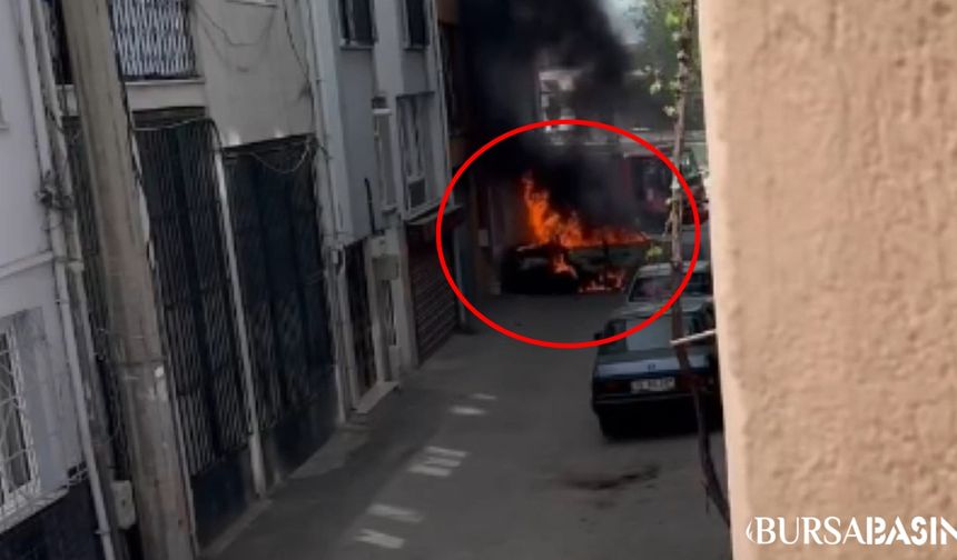 Yıldırım'da Sokak Ortasında Otomobil Alev Aldı