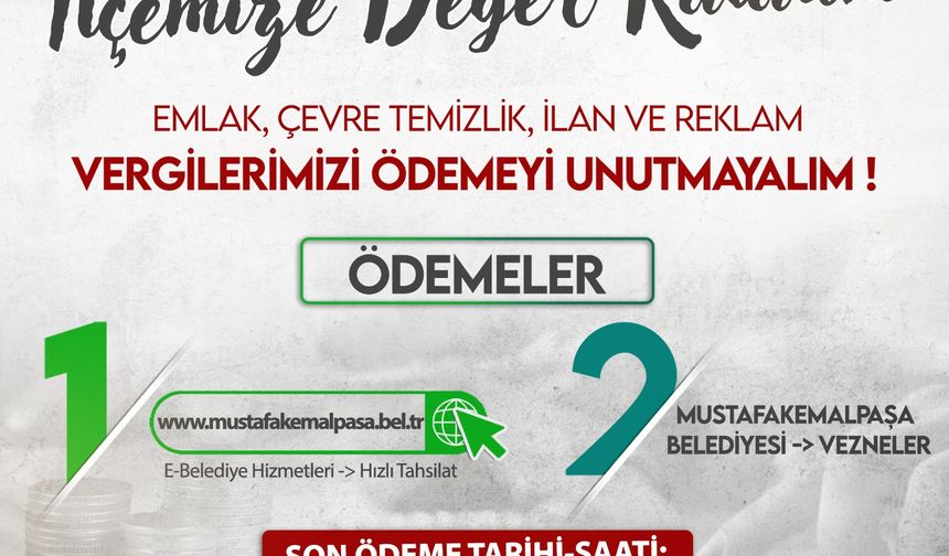 Mustafakemalpaşa'da Vergi Ödemeleri İçin 2 Aralık Son Gün