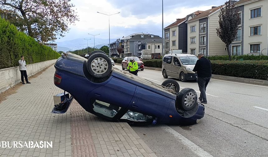 İnegöl’de Otomobil Takla Attı: 1 Yaralı