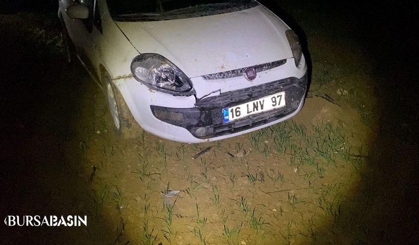 İnegöl’de Polis Kovalamacasında Araç Çamura Saplandı