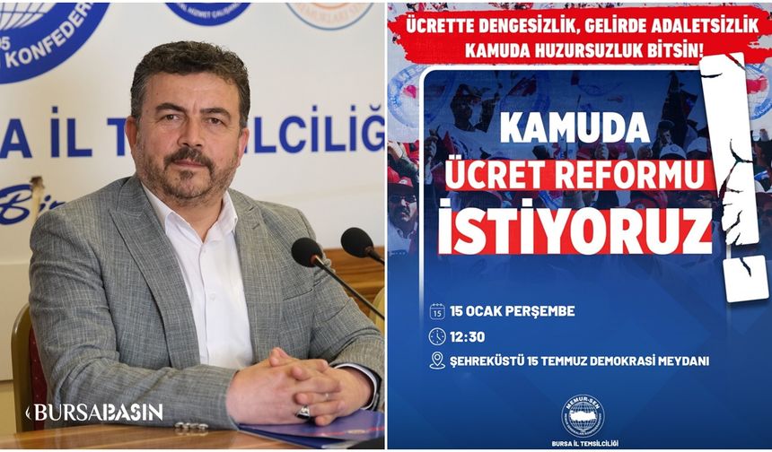 Memur-Sen’den Bursa’da Ücret Adaleti İçin Basın Açıklaması!