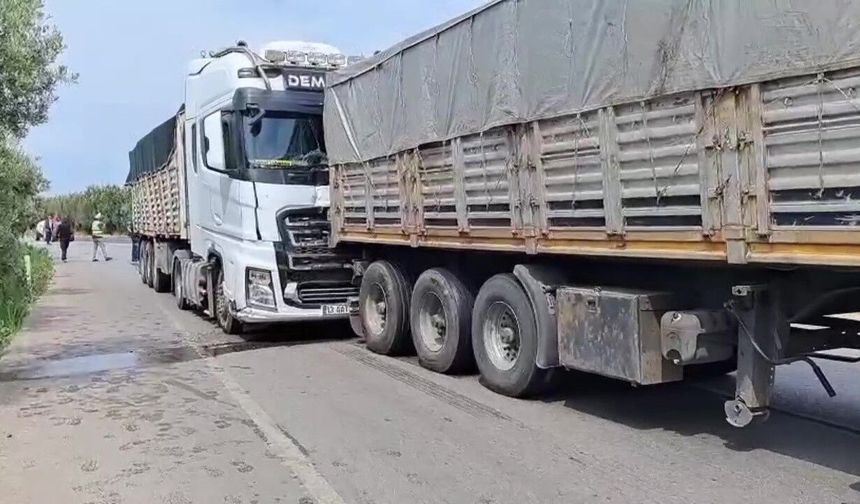 İznik’te Kömür Yüklü Tırlar Çarpıştı