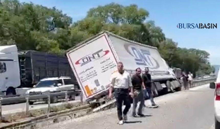 Karacabey’de Tır Devrildi: Lastik Patladı, Sürücü Yaralandı