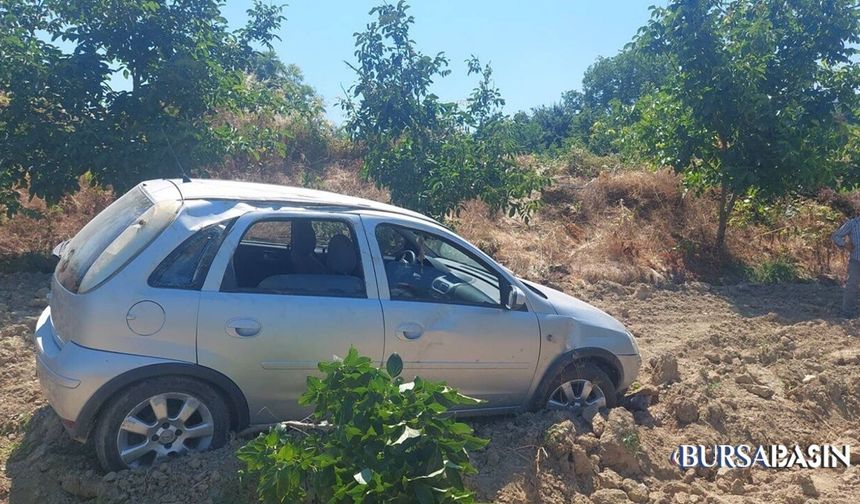 İnegöl'de Otomobil Bahçeye Uçtu: 4 Yaralı