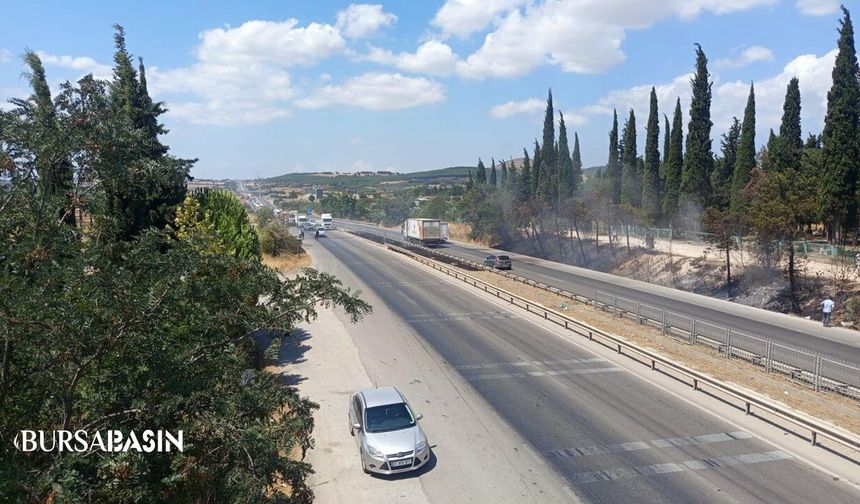 Bursa’da Anız Yangını İzmir Yolunu Trafiğe Kapattı