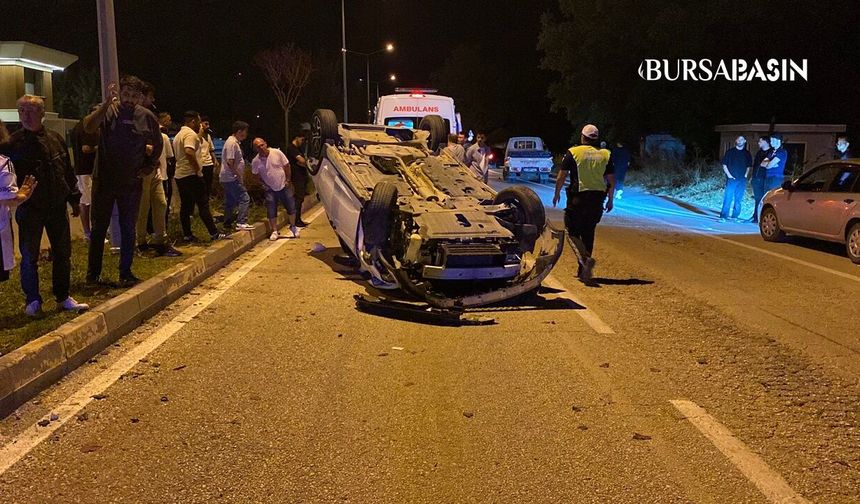 İnegöl’de otomobil takla attı: 2 yaralı