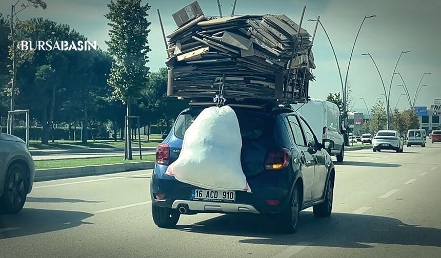 Bursa’da Tehlikeli Yolculuk! Otomobilini Kartonlarla Kapladı